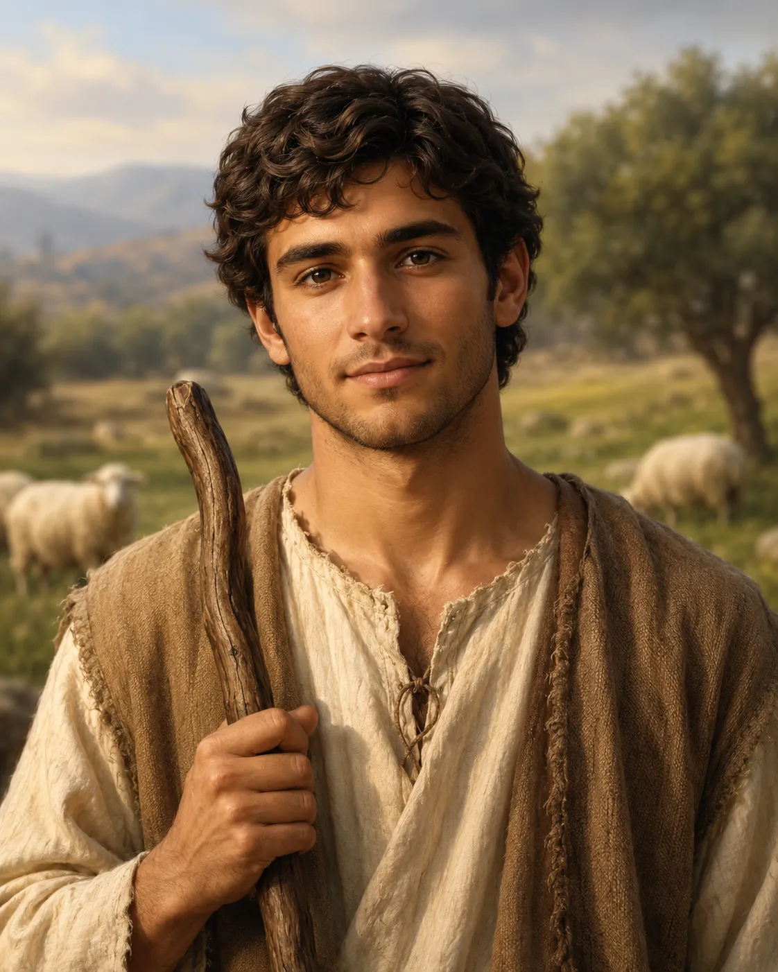 Illustrated portrait of Abel, the shepherd and son of Adam and Eve