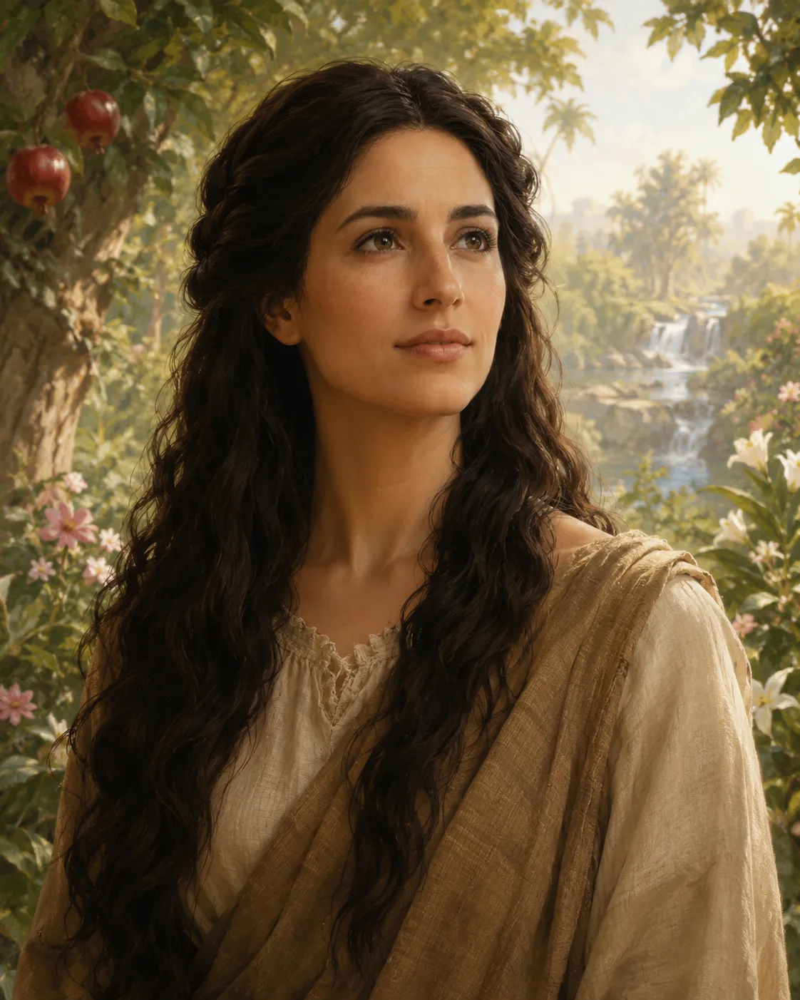 Illustrated portrait of Eve, the first woman in Genesis